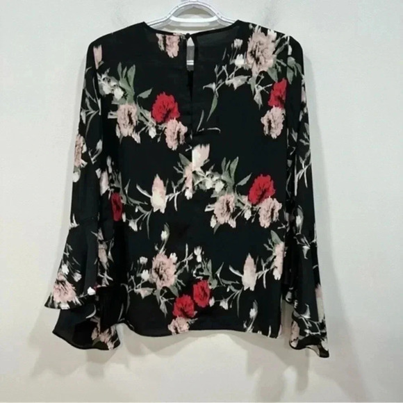 Vince Camuto Floral Print Keyhole Back Top XS - Picture 4 of 10